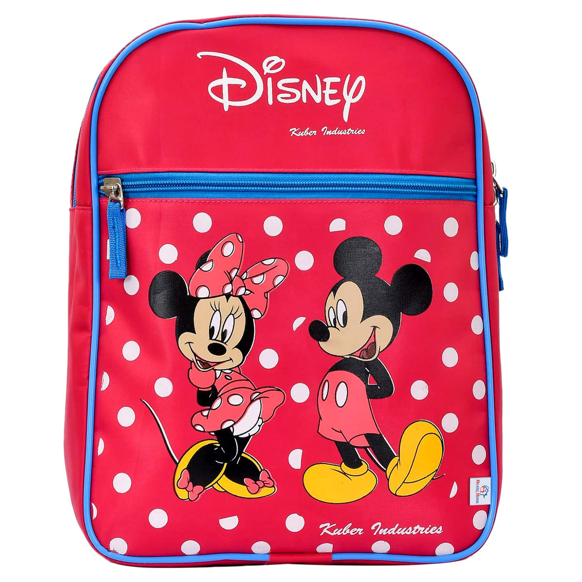 Heart Home Mickey & Minnie Print Rexine Lightweight, Portable School Bag, Backpack, Bookbag For Kids (Pink)