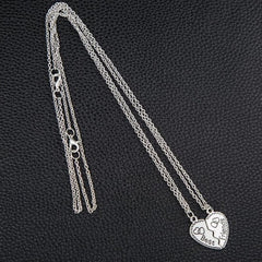 Yellow Chimes Girls Alloy Base Metal Carved Heart Locket Best Friends 2 Pieces Combo Necklace Chain Pendant (Silver)