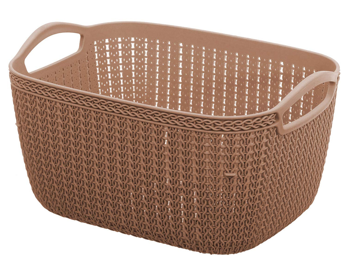 Kuber Industries Fruit Basket For Dining Table|Plastic Basket For Storage|Flexible Kitchen Storage Baskets (Brown)