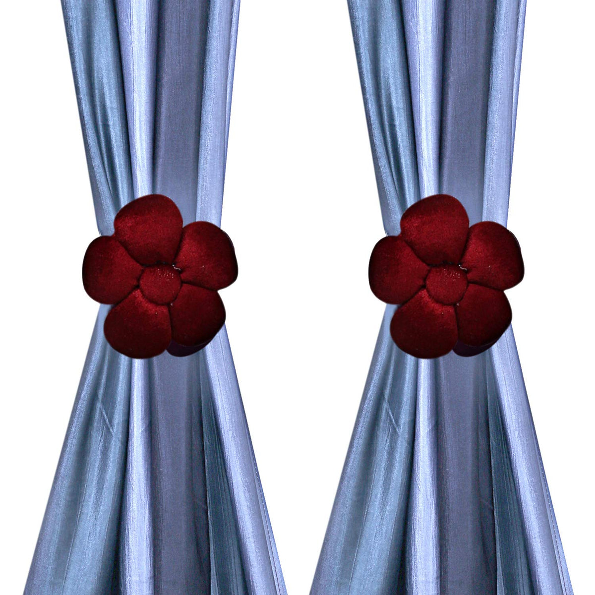 Kuber Industries Velvet 2 Pieces Curtain Tie Back Tassel Set (Maroon) -CTKTC012895