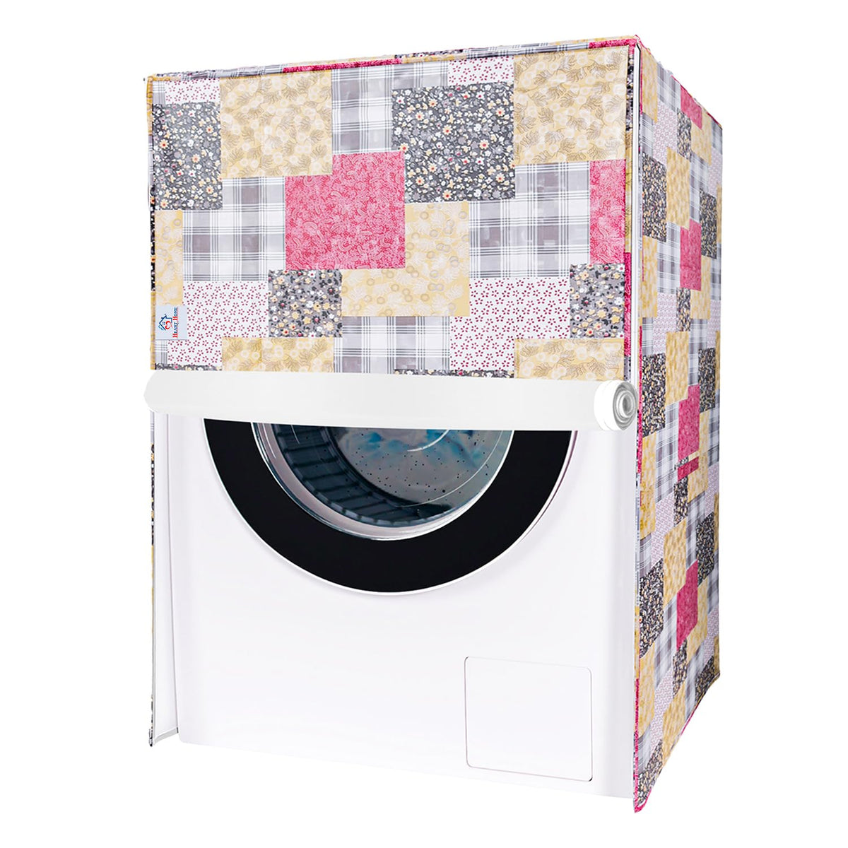 Heart Home Washing Machine Cover | Black Small Flower Print Washing Machine Cover | PVC Front Load Washing Machine Cover | Multi