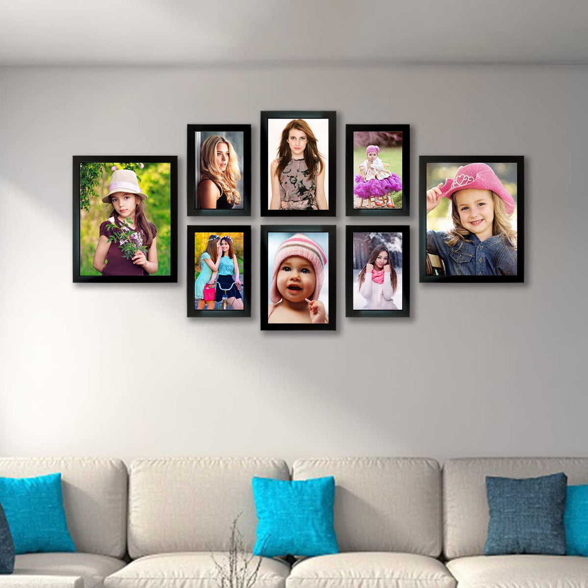 Kuber Industries Collage Photo Frame For Living Room, Wall Set of 8 (Black) Size: 10X8-2 Pc., 7X5-4 Pc., 6x8-2 Pc.