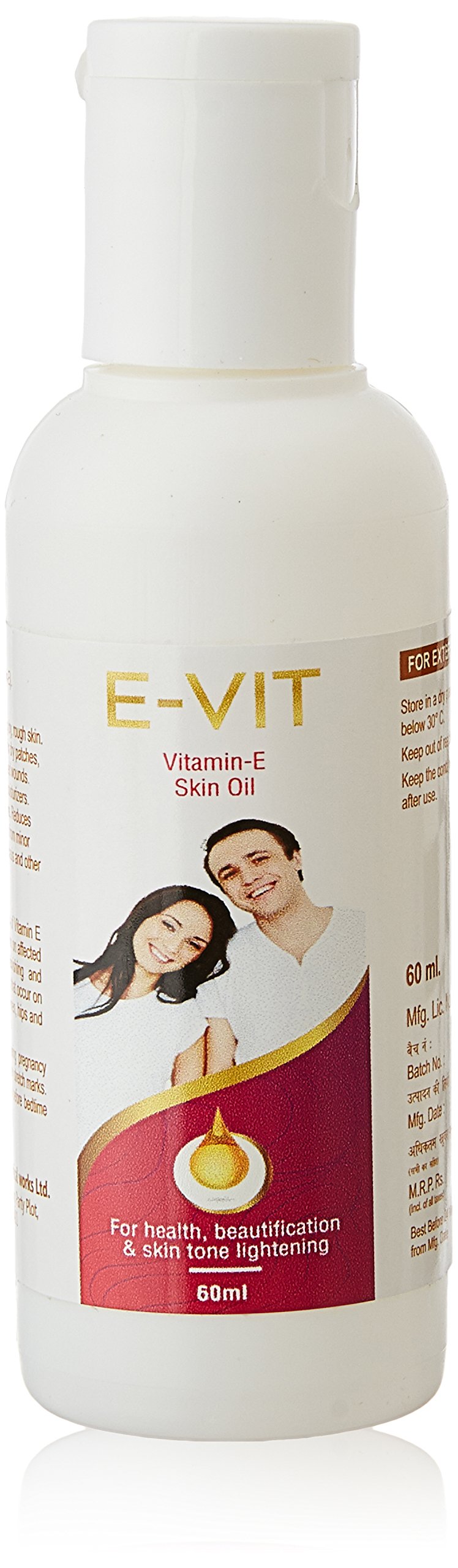 Healthvit Evit Vitamin E Skin Oil for Skin Tone Lightening, 60ml