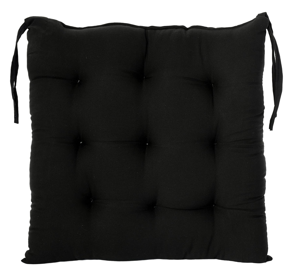 Kuber Industries Microfiber Square Chair Pad/Cushion for Office, Home or Car Sitting with Ties, 18 * 18 Inch (Black)