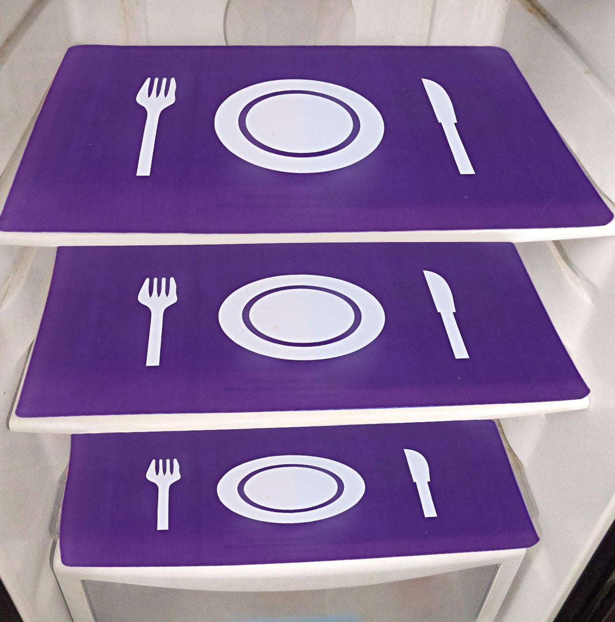 Kuber Industries Plate Design PVC 6 Pieces Fridge Mats (Purple) - CTKTC21860