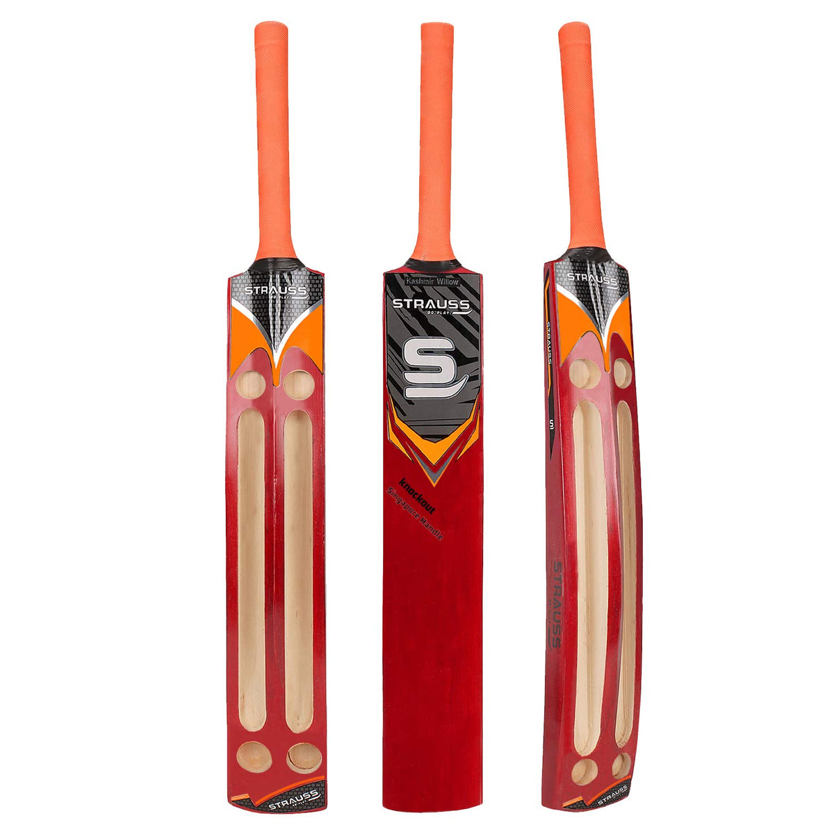 Strauss Knockout Scoop Tennis Cricket Bat,Full Duco,Red, (Singapur Handle)