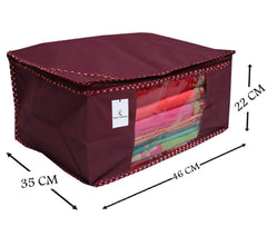 Kuber Industries 6 Piece Non Woven Fabric Saree Cover Set with Transparent Window, Extra Large, Maroon-CTKTC31865
