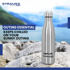 STRAUSS Refuel Steel water bottle, Silver