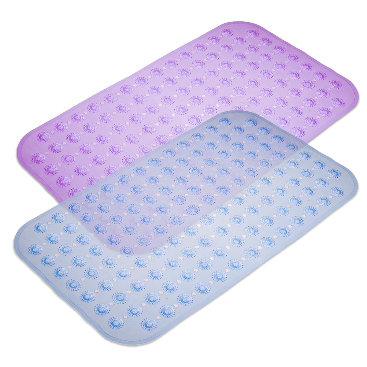 Heart Home Bath Mat | PVC Bathroom Mat | Shower Bath Mat | Transparent Round Floor Tub Mat | Foot Massager Mat | Anti-Skid Shower Mat with Drain Holes | Pack of 2 | Multi