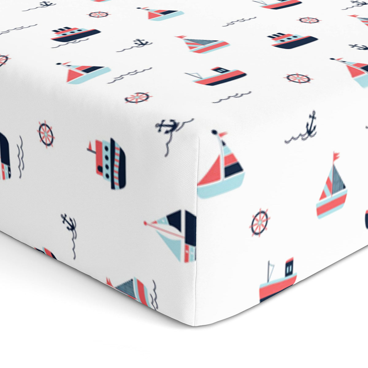 The White Cradle Pure Organic Cotton Fitted Cot Sheet for Baby Crib 52"x28" - Super Soft, Smooth, Absorbent, Twill Fabric for Infants, Newborns, Babies, Toddlers - Yacht