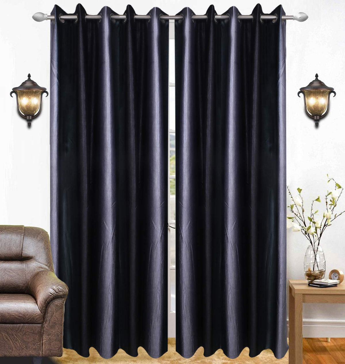 Kuber Industries 1 Piece Polyester 7 Feet Eyelet Door Curtain (Purple) -Ctktc12917
