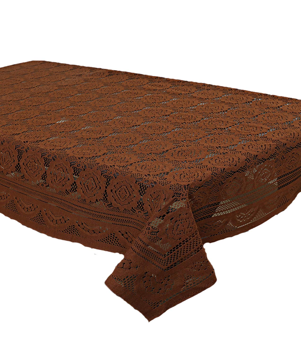 Kuber Industries Center Table Cover|Cotton Center Table Cover for Living Room|Table Cloth for 4 Seater|Circle Design|Brown
