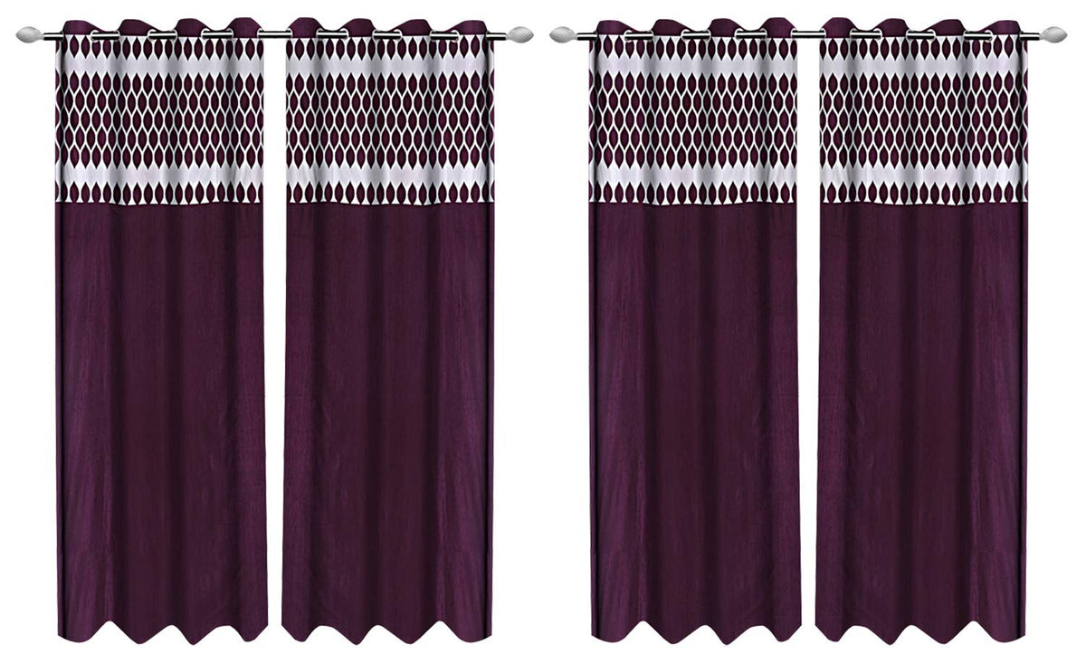 Kuber Industries Zig Zag Design 4 Pieces Polyester Eyelet Door Curtain 7 Feet (Pink)-CTKTC14274