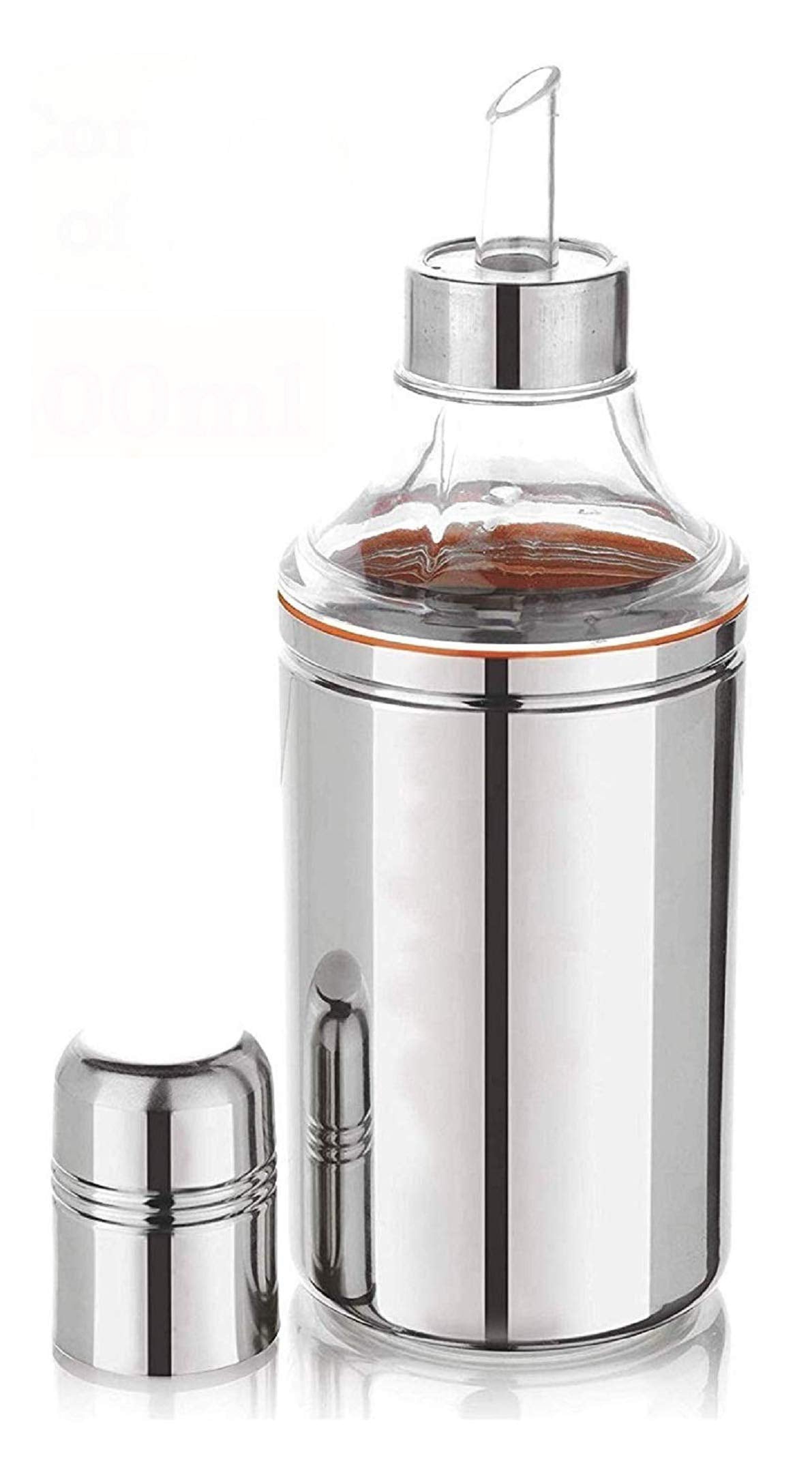 Kuber Industries Stainless Steel Oil Dispensers for Kitchen use with Sharp Finish, Slim, Stylish and Trendy Look 1 Litre (Silver) - CTKTC042590