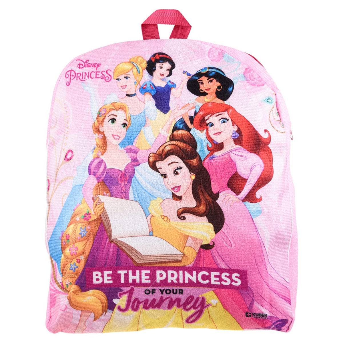 Kuber Industries Disney Princess School Bag | Velvet Kids School Bags | Student Bookbag | School Bag for Girls & Boys | School Backpack for Kids | Single Compartments | Pink