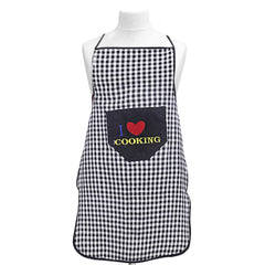 Kuber Industries Checkered Design Cotton 2 Pieces Waterproof Apron with Front Pocket (Black), CTKTC13745