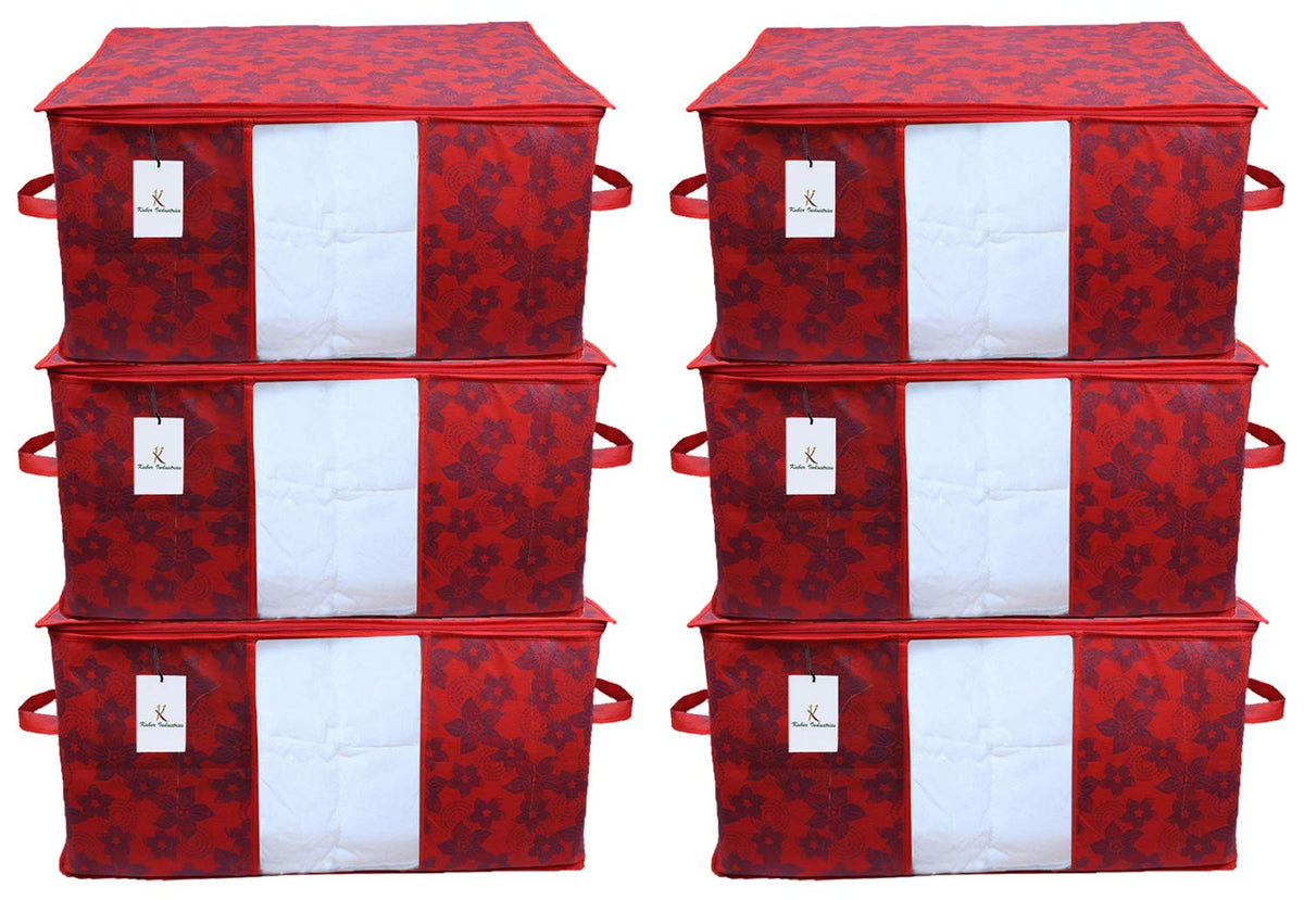 Kuber Industries Underbed Storage Bag, Storage Organiser, Blanket Cover Set of 6 - Maroon, CTKUBM30