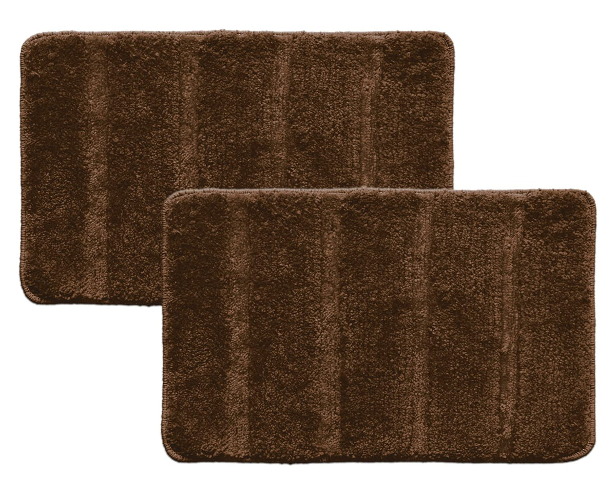 Kuber Industries Strips Design Cotton Door Mat for Porch/Kitchen/Bathroom/Laundry Room, 24"x16" Pack of 2 (Brown) 52KM3961