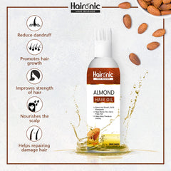 Haironic Hair Science Almond Hair Oil | Makes Hair Smooth, Soft & Manageable, Helps Revive Thin, Dull & Frizzy Hair | Suitable For All Hair Types - 100ml