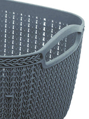 Kuber Industries Q-6 Unbreakable Plastic Flexible Large Storage Baskets with Handles|Wovan Design & Flexible Plastic Material|Size 29 x 22 x 16 CM (Grey)