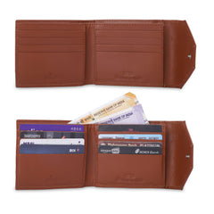THE CLOWNFISH RFID Protected Genuine Leather Wallet for Men with Multiple Card Slots (Tan)