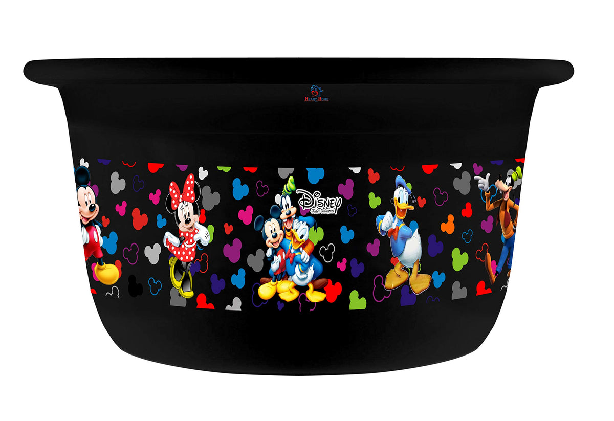 Heart Home Disney Team Mickey Print Unbreakable Plastic Multipurpose Bath Tub/Washing Tub 25 Ltr (Black) -HS_35_HEARTH17454