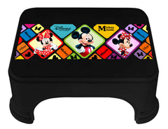 Kuber Industries Disney Mickey Minnie Print Square Plastic Bathroom Stool, Adults Simple Style Stool Anti-Slip with Strong Bearing Stool for Home, Office, Kindergarten (Black) -HS_35_KUBMARTS17712