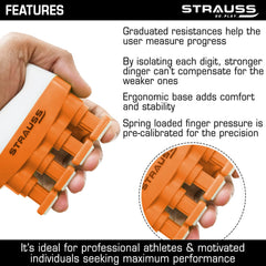 Strauss Adjustable Square Finger Hand Grip, (Orange)