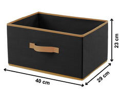 Heart Home Non-Woven Rectangular Flodable Cloth Storage Box (Black)-HS40HEARTH23911