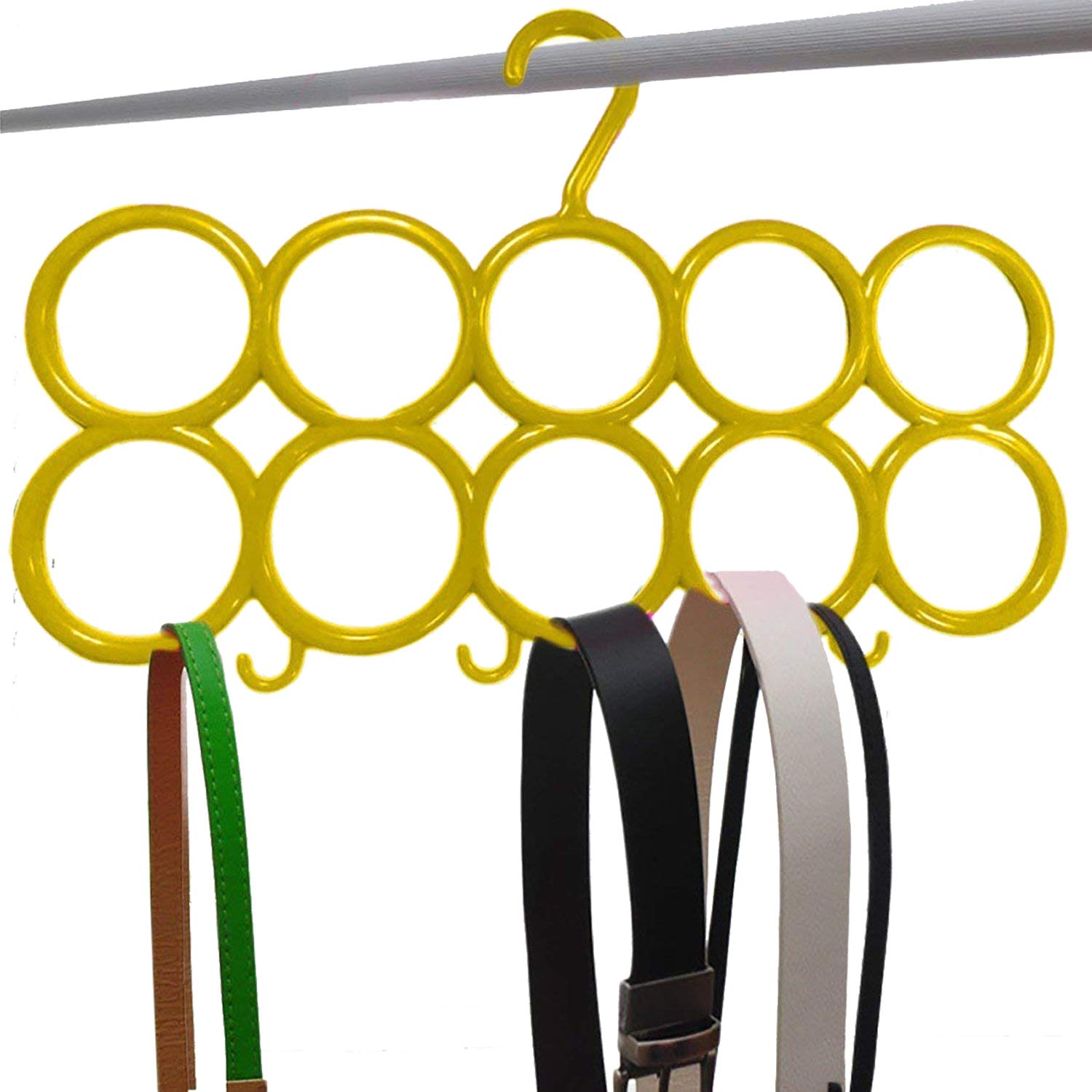 Kuber Industries 10-Circle Plastic Ring Hanger for Scarf, Shawl, Tie, Belt, Closet Accessory Wardrobe Organizer (Multicolour) - CTKTC030738