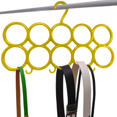 Kuber Industries 10-Circle Plastic Ring Hanger for Scarf, Shawl, Tie, Belt, Closet Accessory Wardrobe Organizer (Multicolour) - CTKTC030739