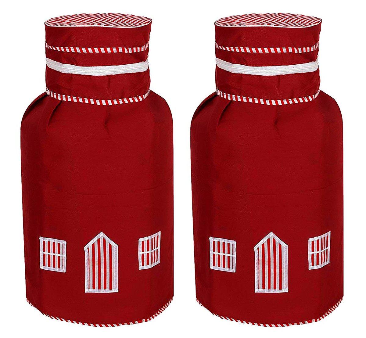 Kuber Industries 2 Pieces Cotton Dust-Water Proof LPG Gas Cylinder Cover (Red) - CTKTC040741