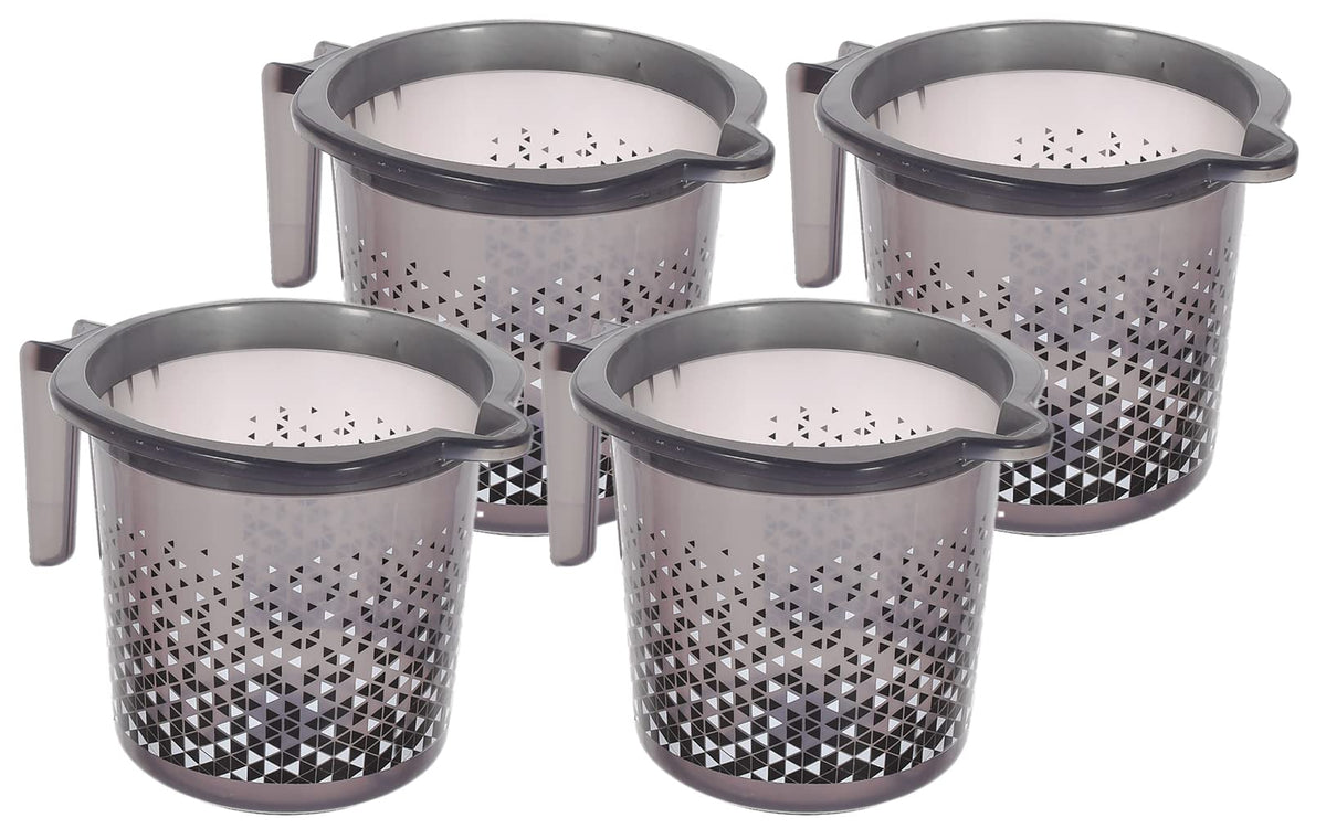 Kuber Industries Tinted Print Plastic Bathroom Mug 1.5 Litre Pack of 4 (Black)-46KM0239, Standard