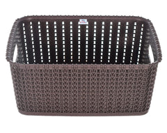 Heart Home Multiuses Large M 20 Plastic Tray/Basket/Organizer Without Lid (Brown)