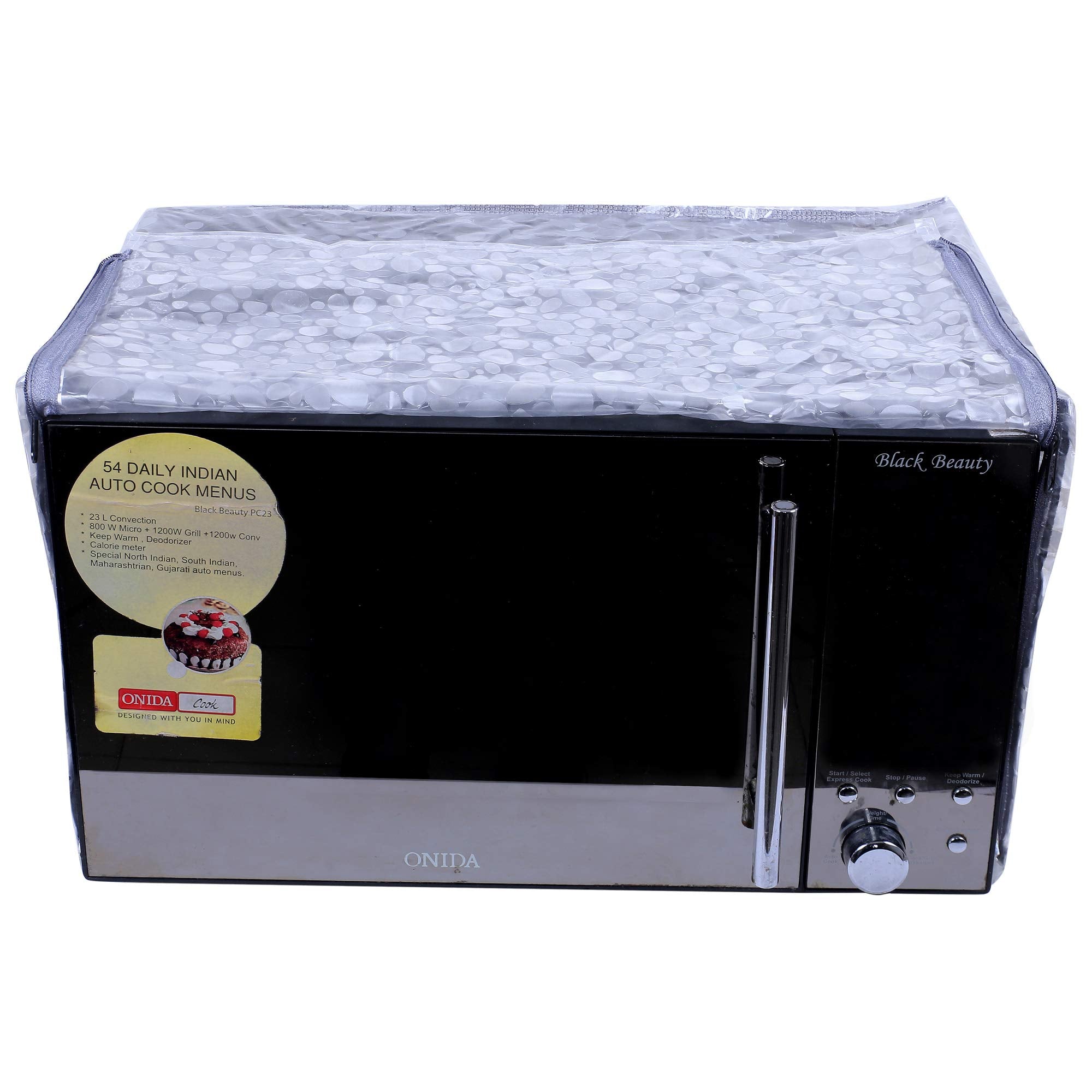 Kuber Industries 3D Stone Design PVC Transparent Microwave Oven Full Closure Cover for 25 L (Transparent)