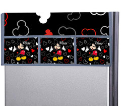 Kuber Industries Disney Mickey Print Silk Special Long Crush Fridge/Refrigerator Top Cover, Black-KUBMART010084
