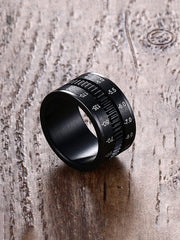 Yellow Chimes Rings for Men Black Spinner Ring Stainless Steel Camera Lens Design Revolving Band Ring for Men and Boys.