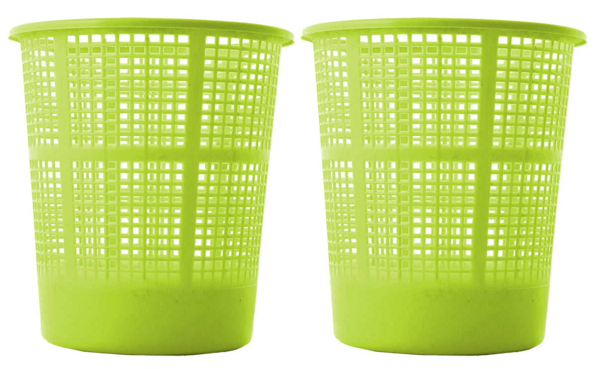 Kuber Industries Plastic 2 Pieces Mesh Dustbin Garbage Bin for Office use, School, Bedroom, Kids Room, Home, Multi Purpose, 5 Liters (Green)-KUBMART222, Standard