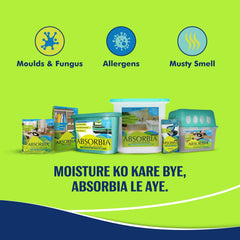 Absorbia Moisture Absorber Hanging Pouch - Pack of 3(440g X 3 Pouches)| Absorbia Water Based Low VOC (GOLF) Gel Air Freshener| Absorbia To da loo, 50ml - Air Patel
