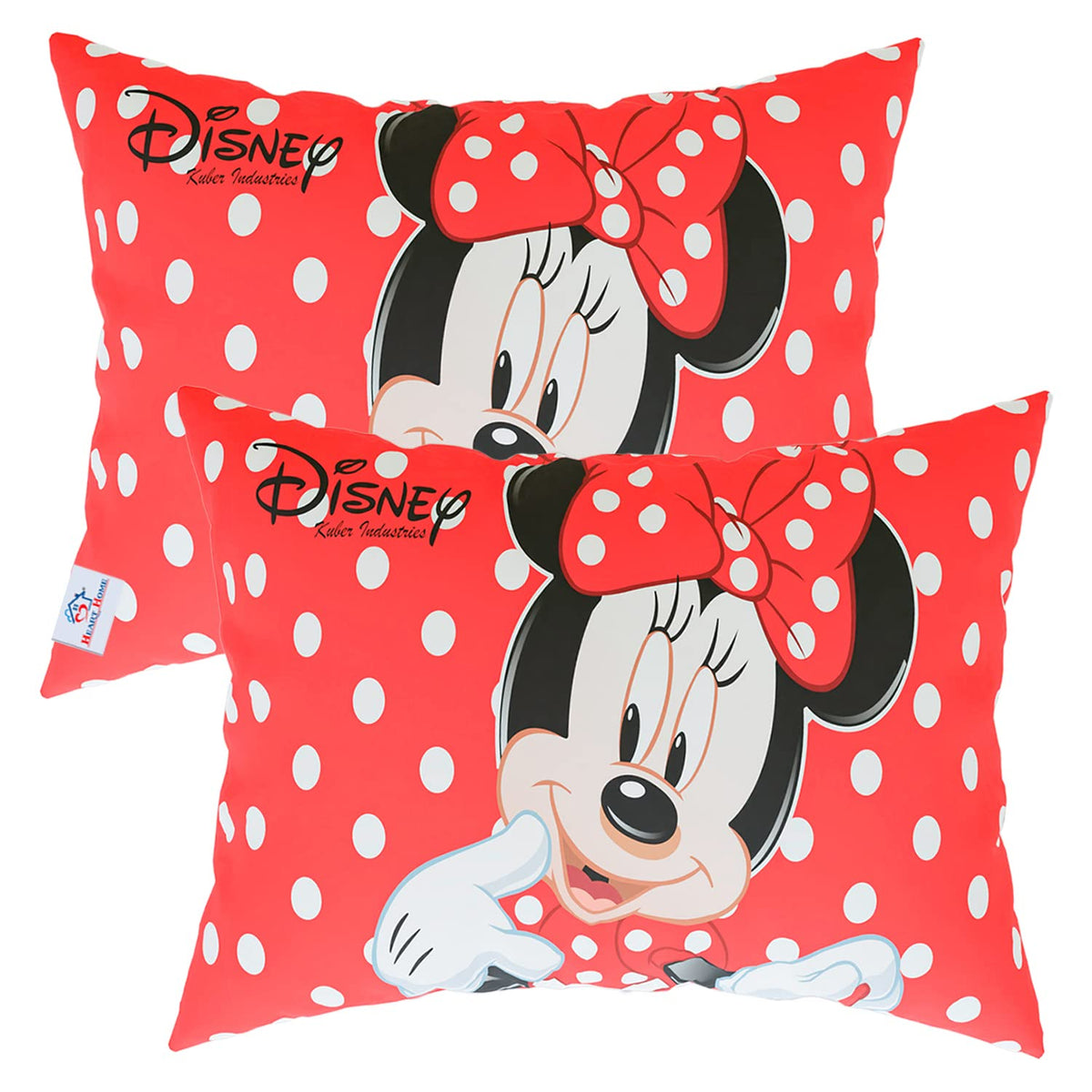 Heart Home Disney Mickey Pillow Cover | Silk Pillow Cover | Soft Pillow Cover | Luxurious Pillow Cover For Home | Set of 2 | 16x24 Inch | Red