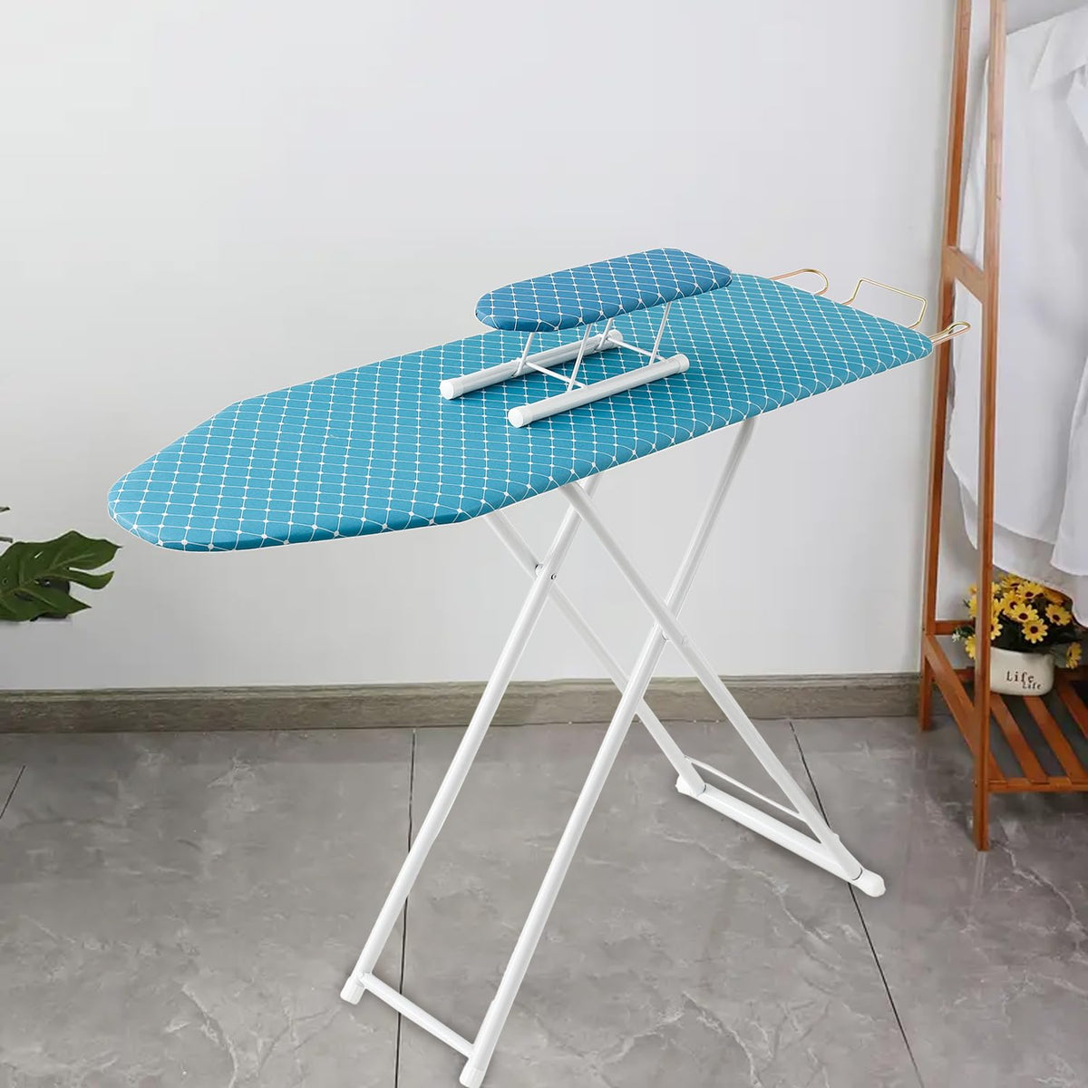 Kuber Industries 42 Inch Ironing Board with Small Board|Ironing Stand for Clothes|Press Table for Home (Blue)