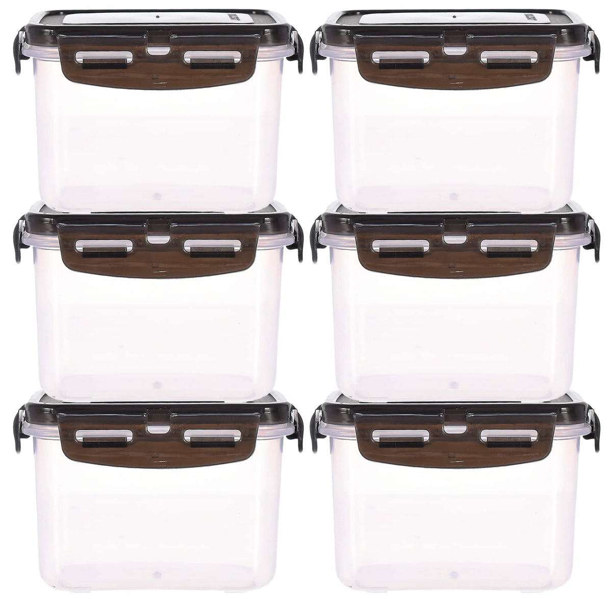 Kuber Industries Multiuses BPA Free Leak Proof, Dishwasher/Freezer Safe Plastic Storage Container With Airtight Lock Lid, 600ml Pack of 6 (Black)-46KM0530