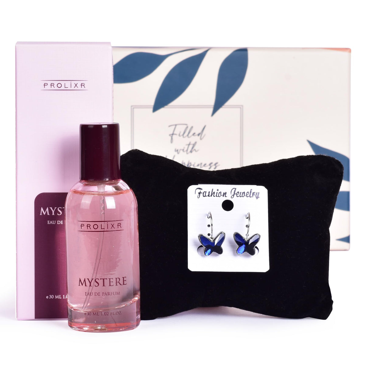 Gleevers Scented Glamour Gift for Women |Gift Box pack of 2 with Mystere Perfume (30 ml) and Butterfly Earring | Birthday Gift, Anniversary Gift, Valentine Gift, Secret Santa Gifts