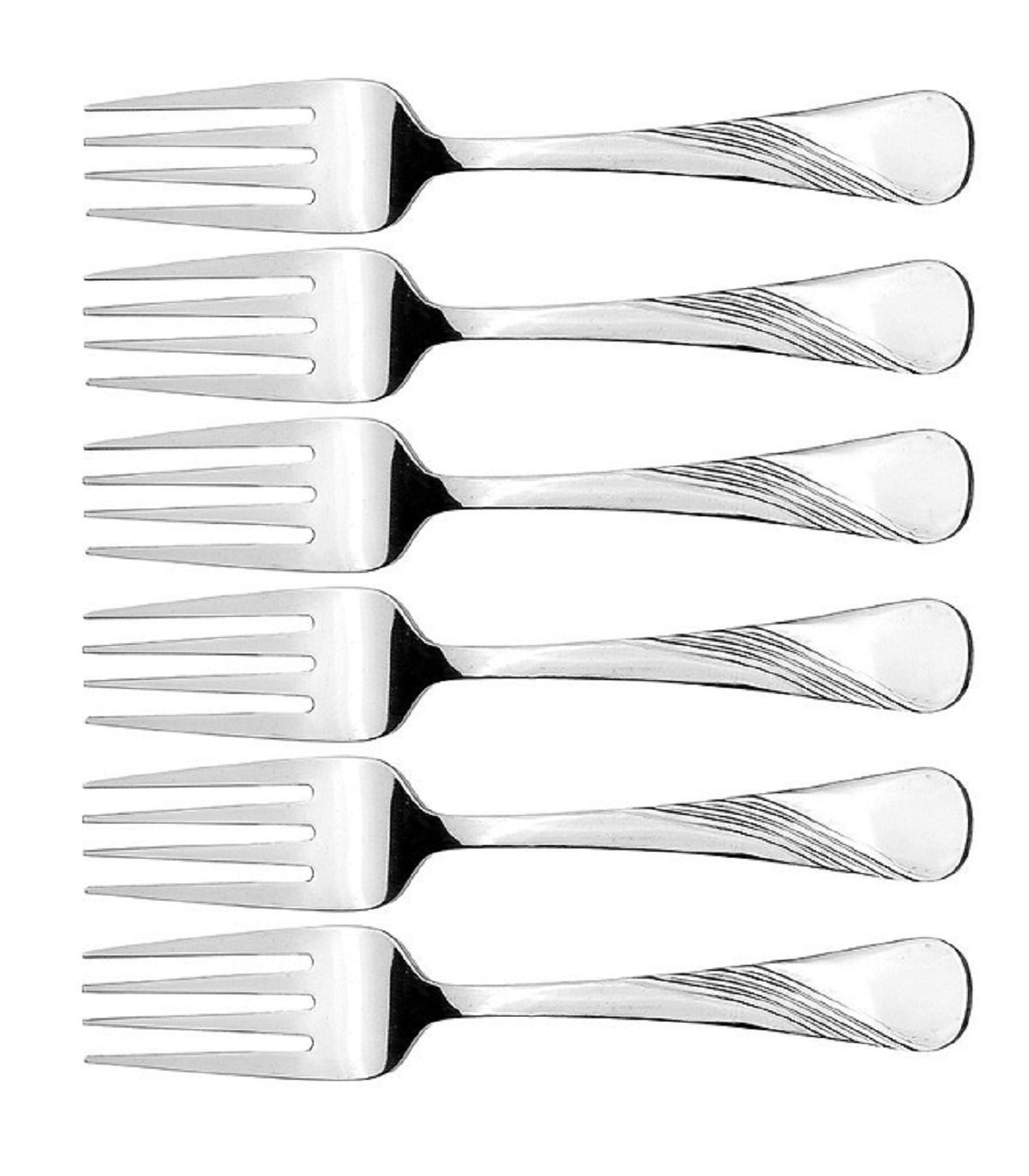 Kuber Industries SP25 Stainless Steel Fork Set, 16 cm, Set of 6, Silver