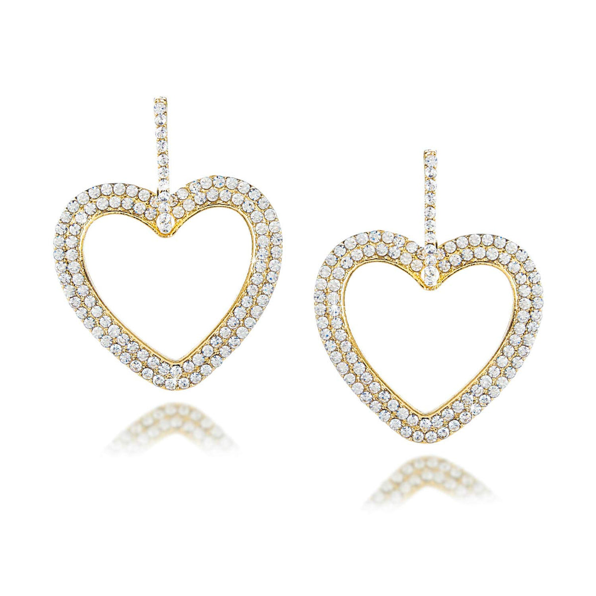 Yellow Chimes Golden Heart Crystal Drop Earrings for Women and Girls