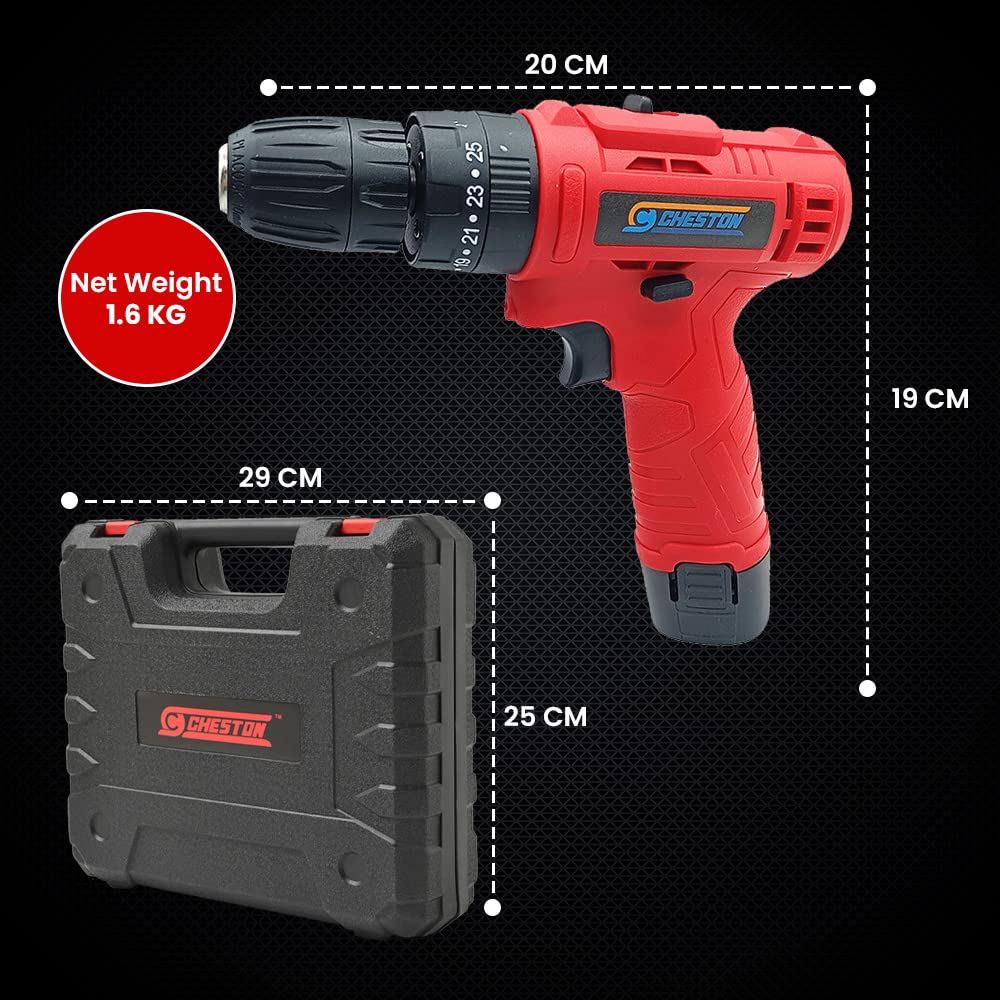 Cheston 12V Cordless Impact Drill Machine Screwdriver 10mm Keyless