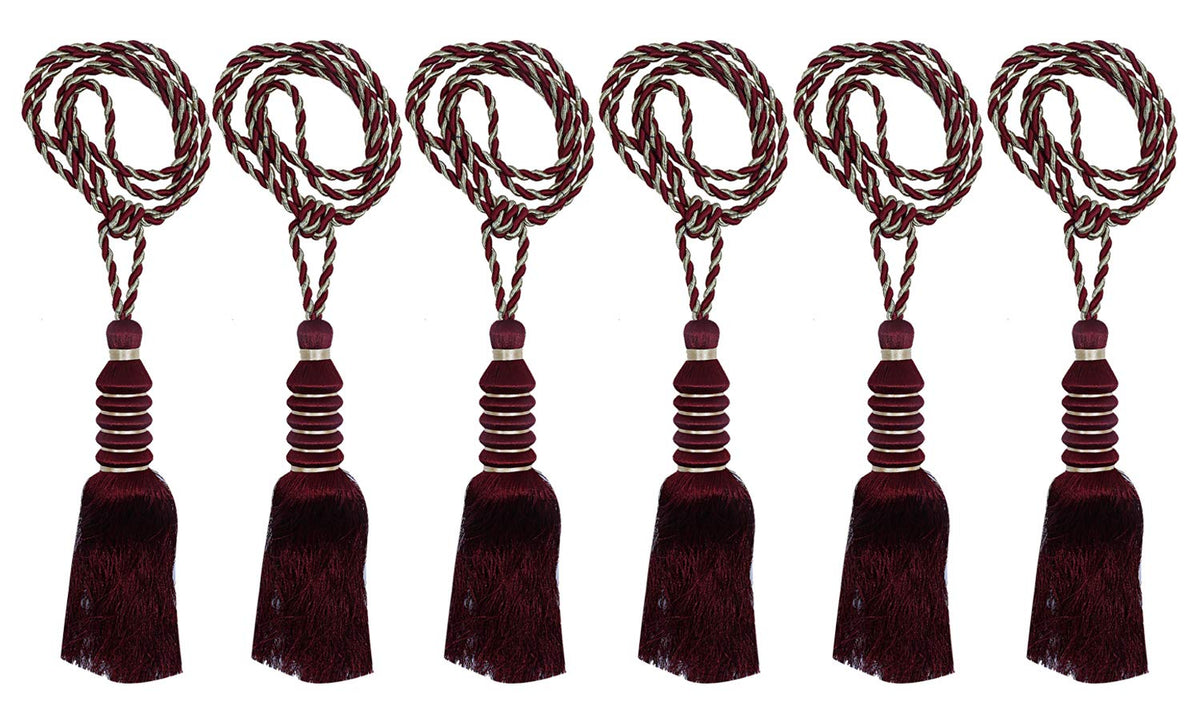 Kuber Industries Polyester 6 Pieces Curtain Tie Back Tassel Set (Maroon) -CTKTC12868 (CTKTC012868)