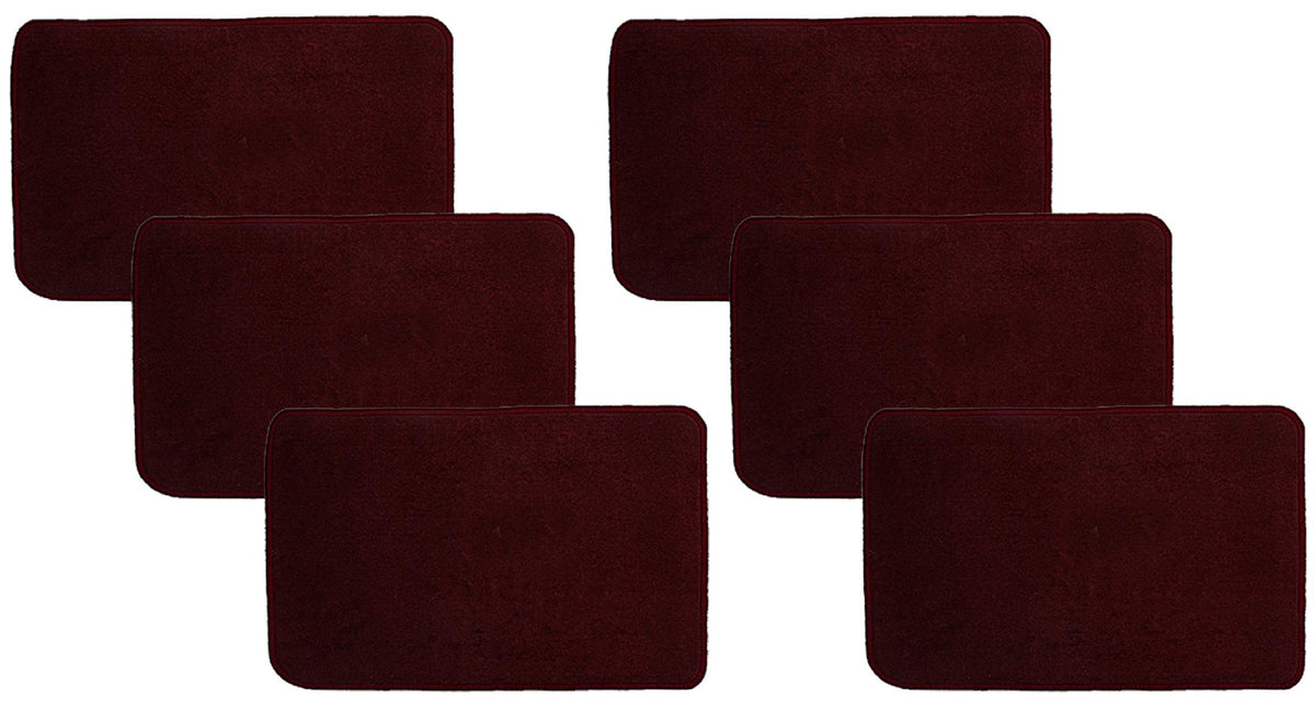 Heart Home Microfiber Anti Slip 6 Pieces Door Mat 22"x14"(Maroon) HEART945