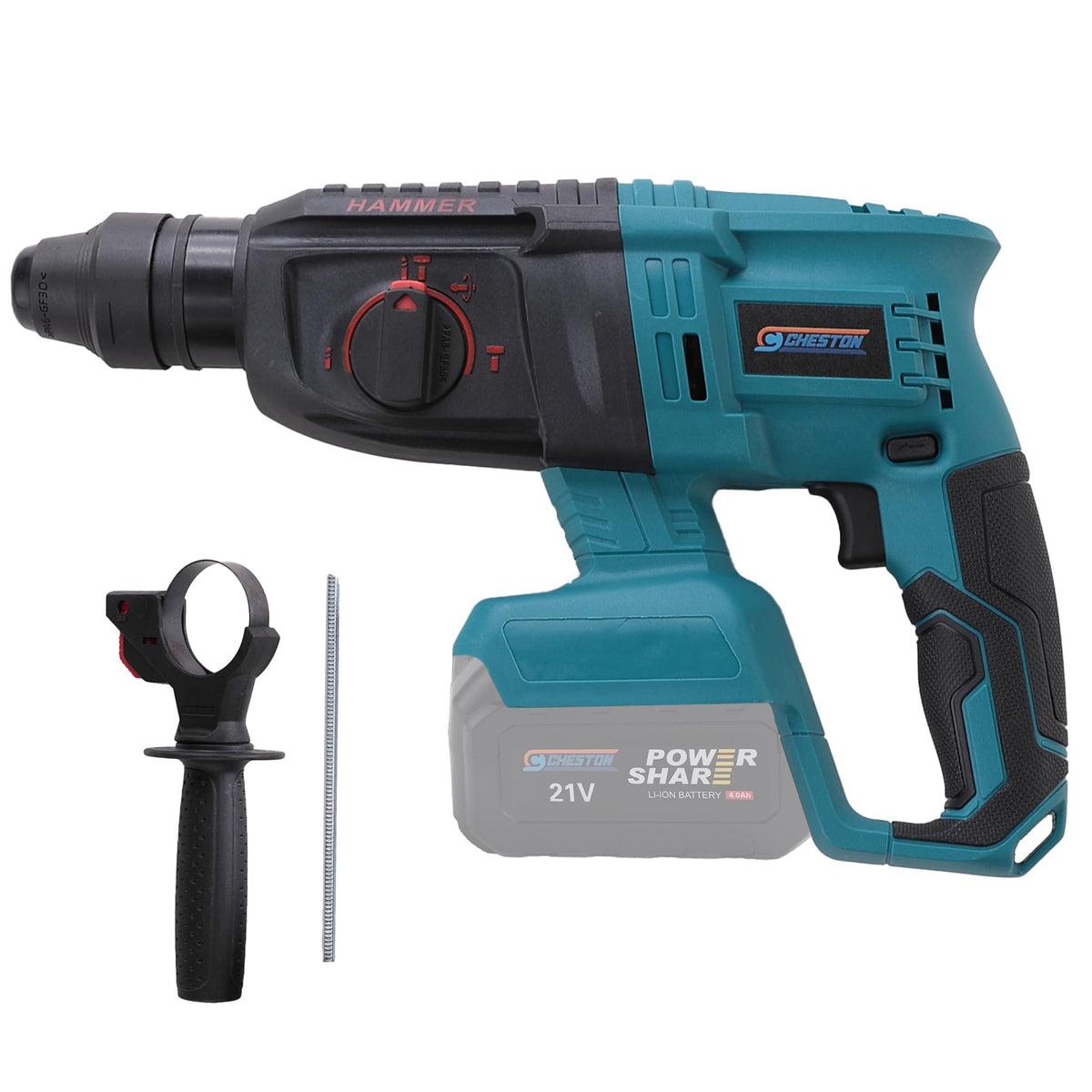 Cheston One 21V Cordless Variable Speed Electric Rotary Hammer Drill with Reversible Function - (Battery & Charger Not Included) | 6000 RPM 26mm Chuck Size, 300W Hammer Drill