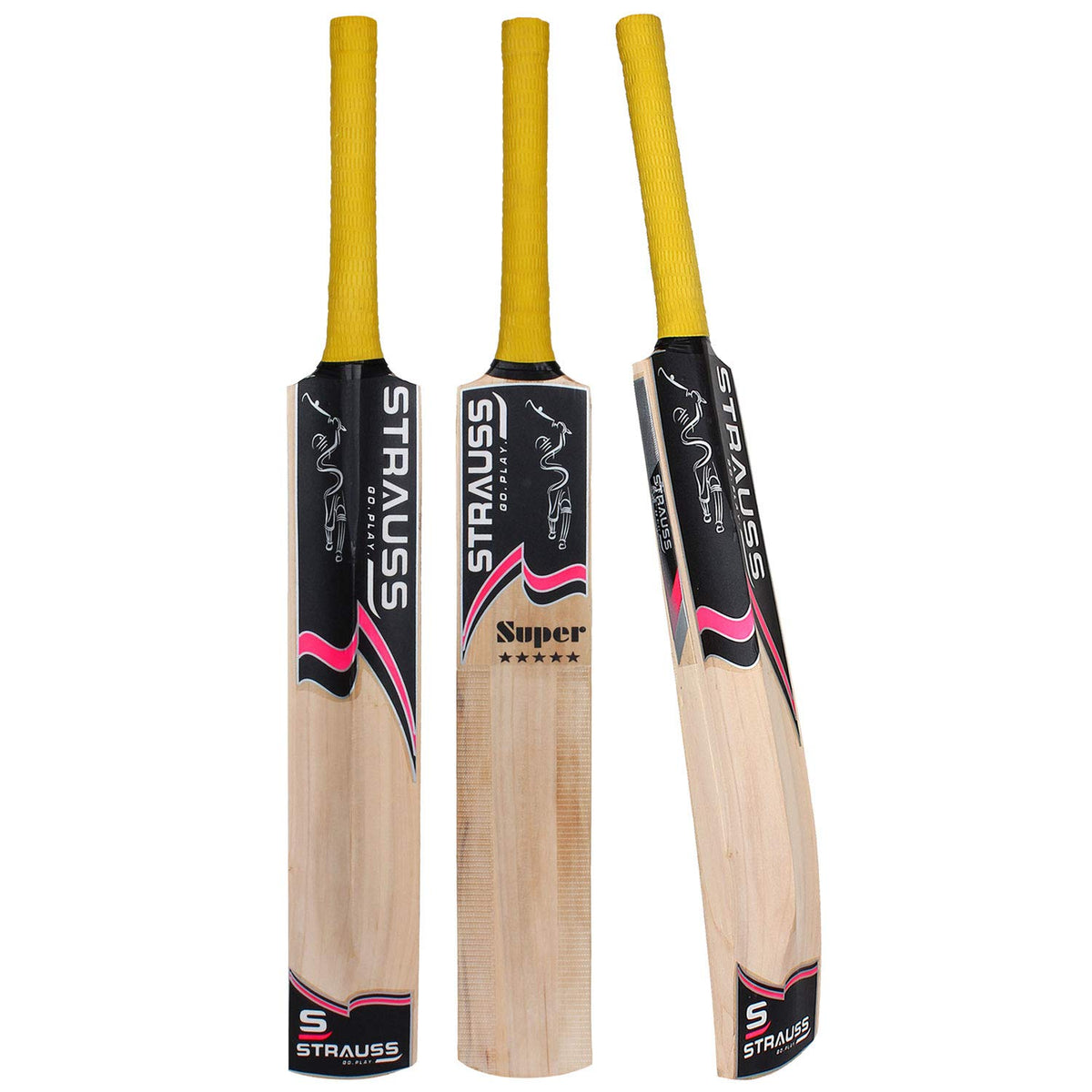 Strauss Cricket Bat | Edition: Super | Kashmir Willow | Size: 4 | Tennis & Synthetic Ball Cricket Bat | Tennis Cricket Bat